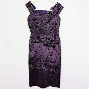 Tadashi Shoji Collection Iridescent Shinmer Ruched Sheath Off Shoulder Dress 4